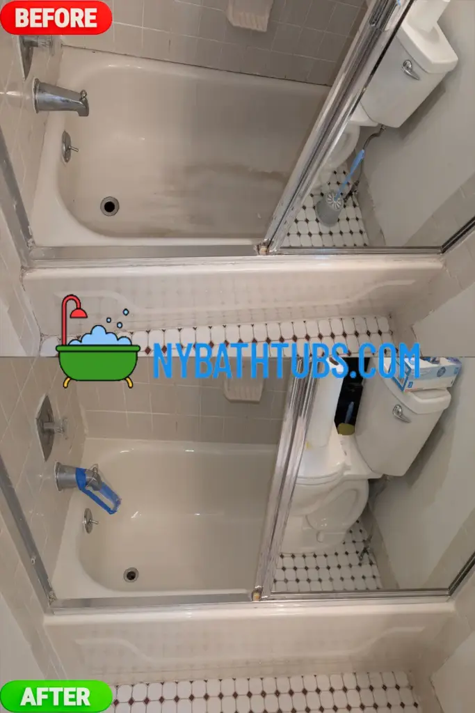 Sink reglazing NYC – before and after photo with refinishing cost