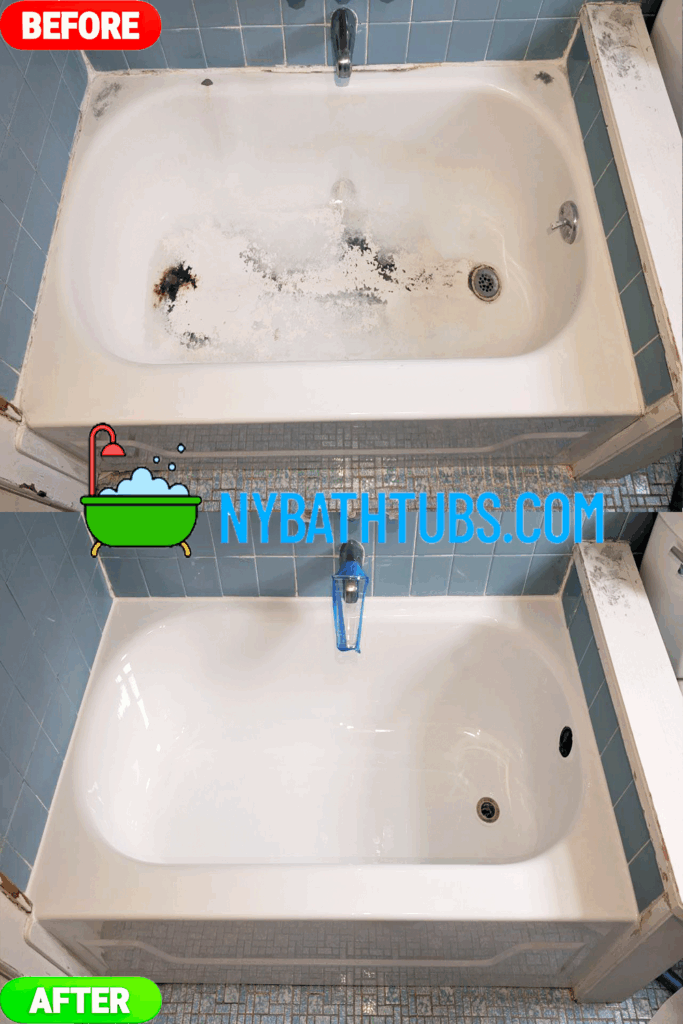 Refinished bathtub with a smooth, clean, and bright white surface for a fresh new look.